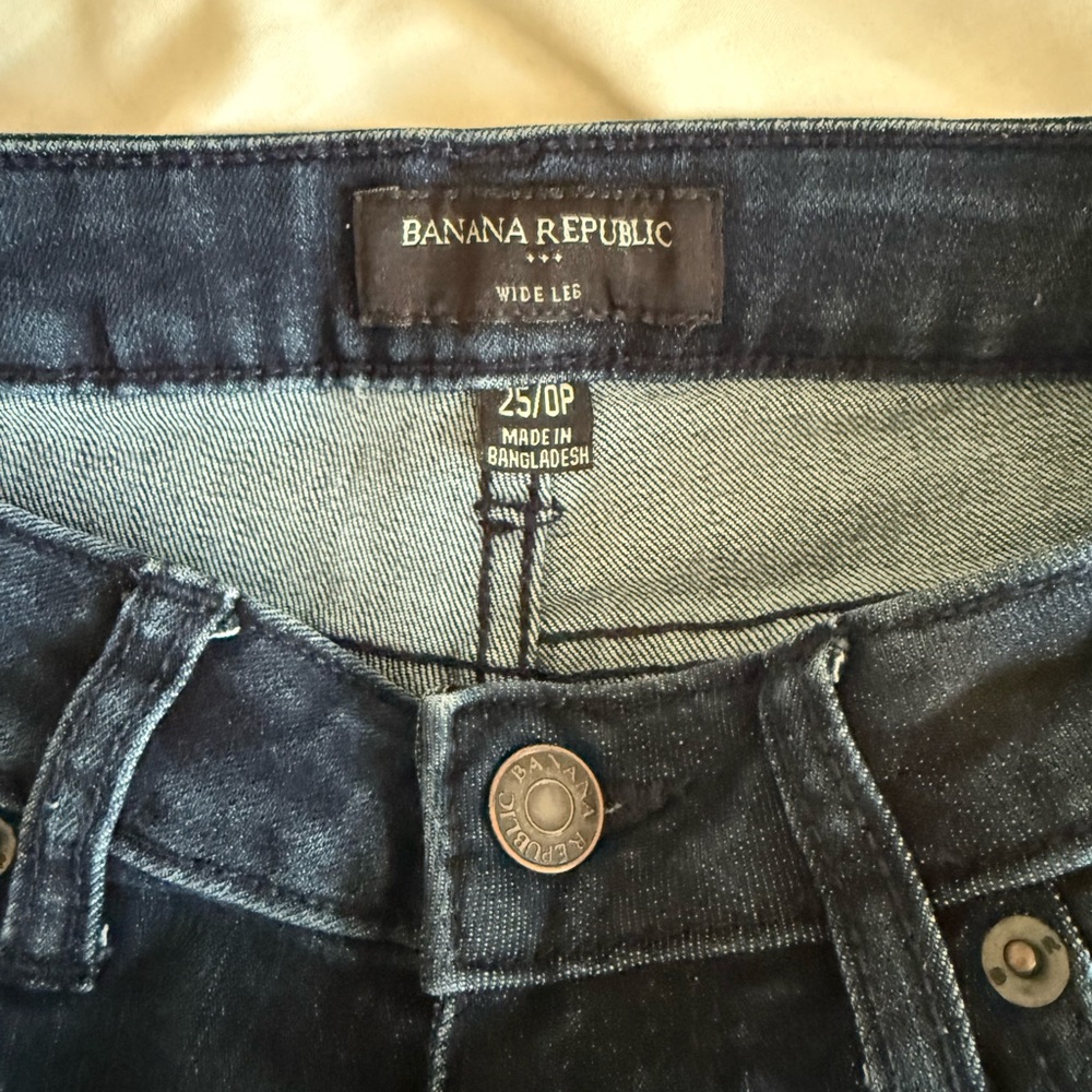 Banana Republic Dark Wash Wide Leg Raw Hem Denim Jeans Size 25‎ - Picture 4 of 5